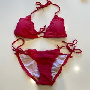 PINK RUFFLED BIKINI SET